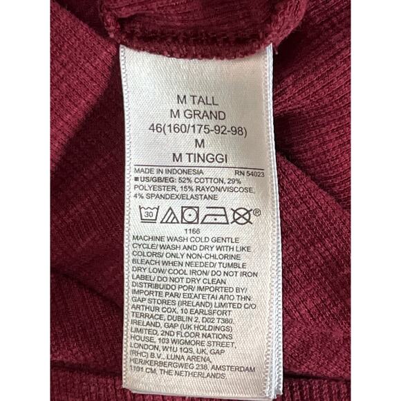 GAP Ribbed Turtleneck Long Sleeve Top Red Maroon Women's M Tall Stretch - Picture 3 of 7
